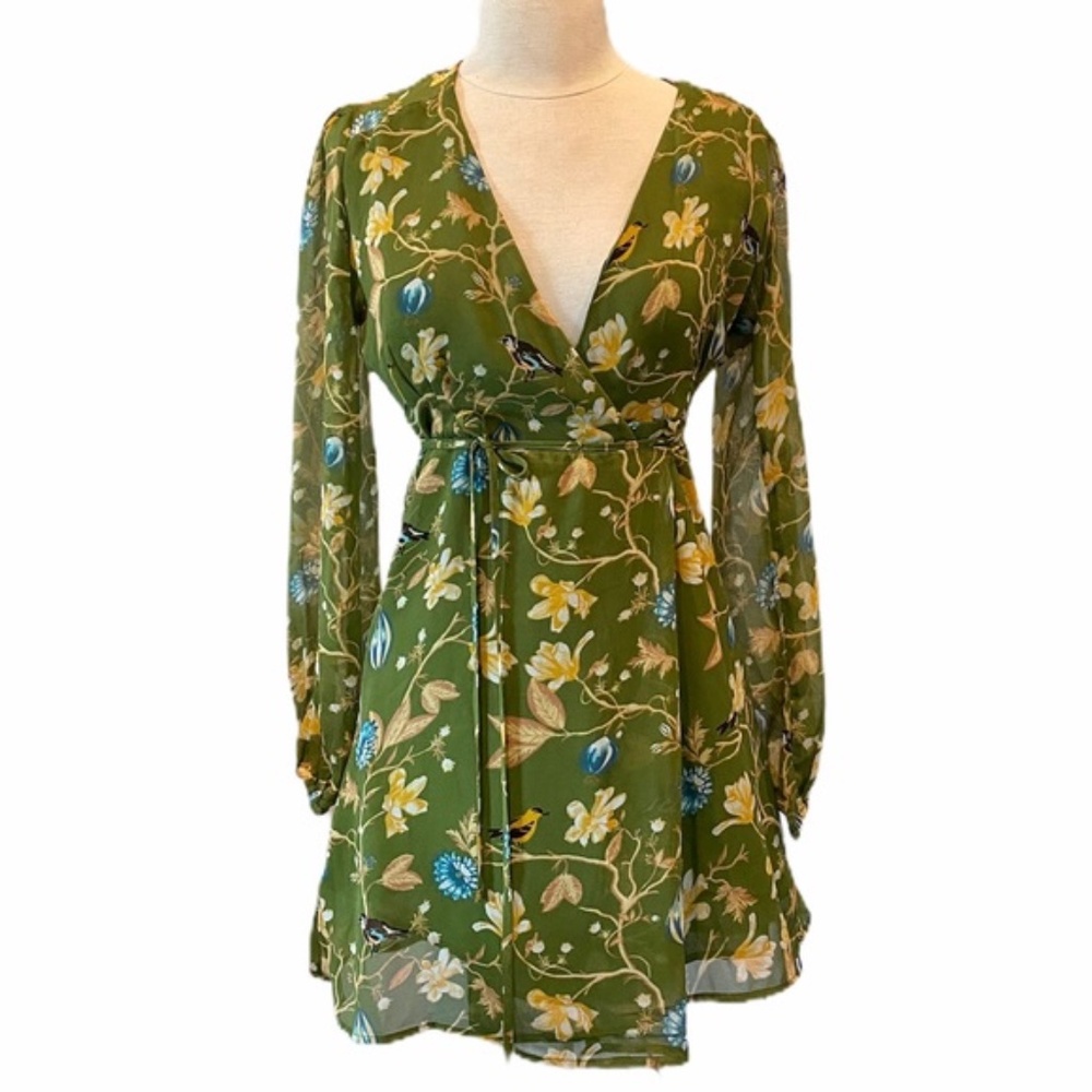 Urban Outfitters Bleeker Sheer Sleeve Wrap Dress